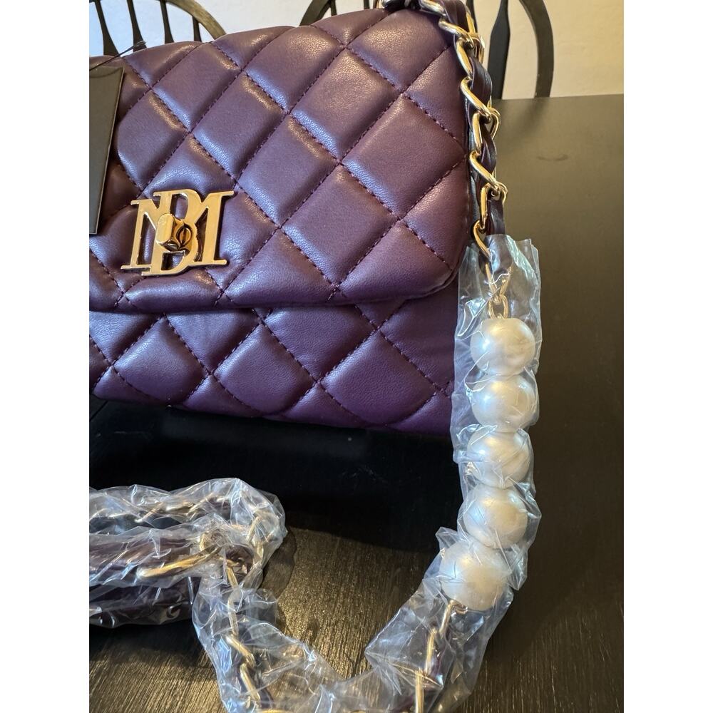NWT Badgley Mischka Purple Diamond Quilted Crossbody Bag - Picture 3 of 8